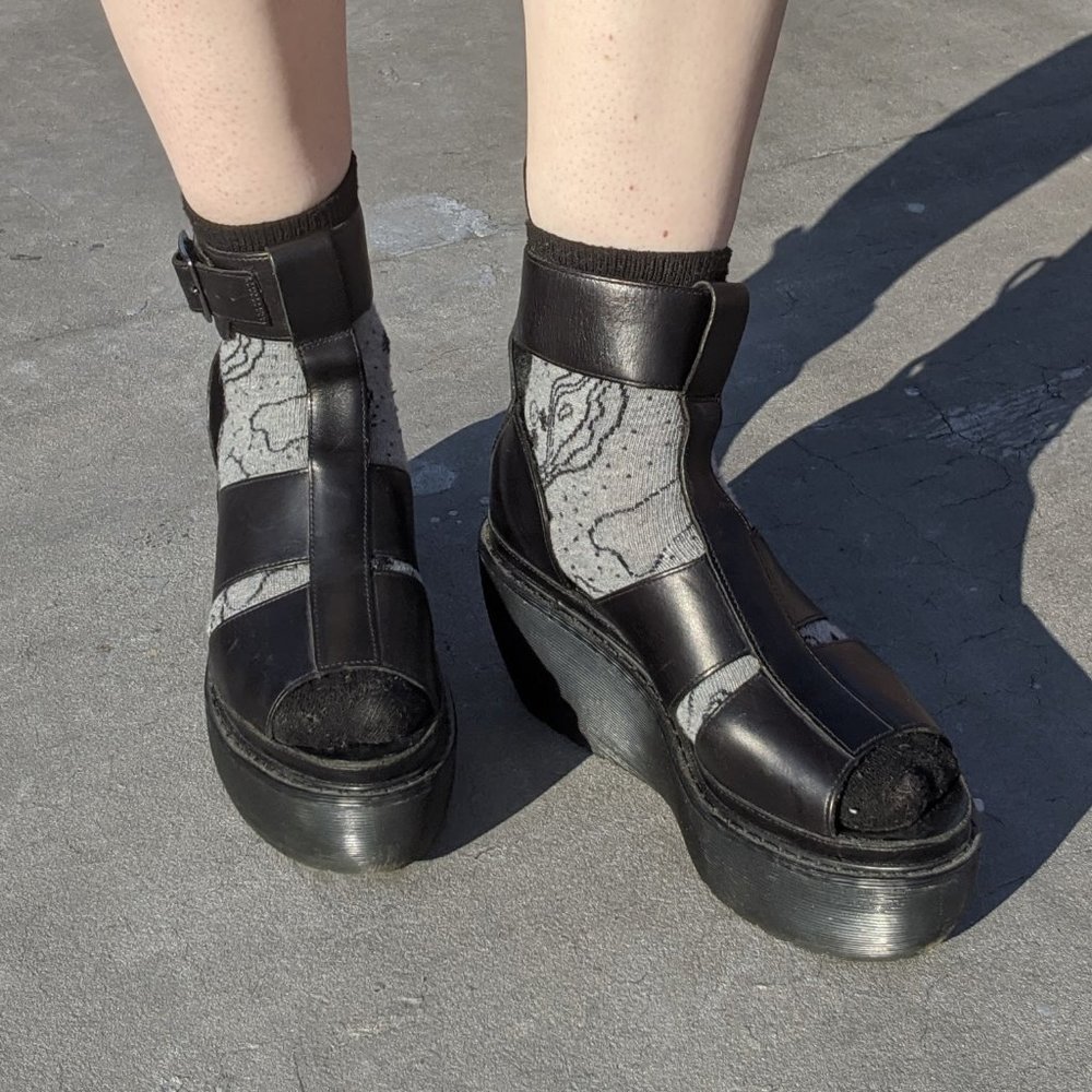 Dr. Martens Bessie Wedge Sandal 8 Black Platform